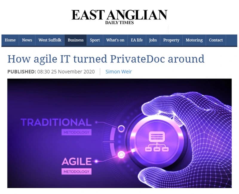 Screenshot of article from EADT website