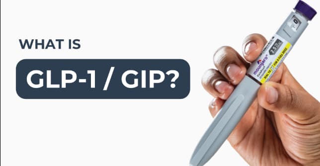Illustration explaining GLP-1 and GIP pathways in weight management