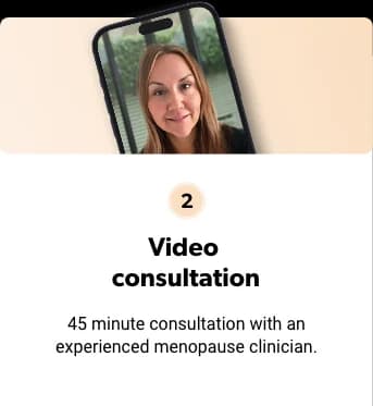 2. Video consultation. 45 minute consultation with an experienced menopause clinician.
