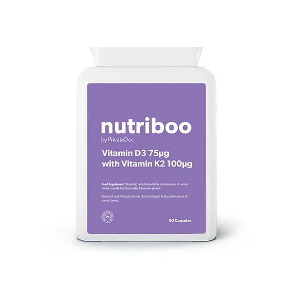 Vitamin D3 75μg with Vitamin K2 100μg supplements pack